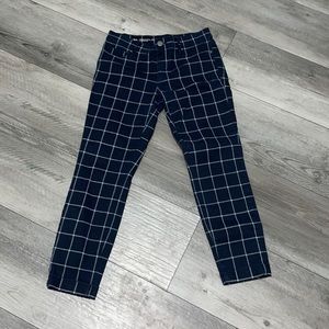 Loft Modern skinny ankle 26/2‎ windowpane plaid navy white